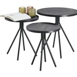 Profijt Meubel Bijzettafelset Chiva zwart (set van 3) rond