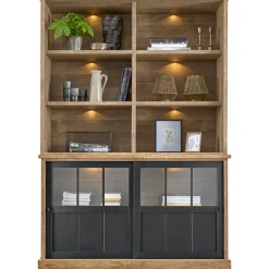 Profijt Meubel Boekenkast Ladonia 210x143x50 cm 2 glazen schuifdeuren