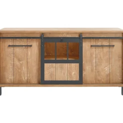 Profijt Meubel Dressoir Alva 90x179x50 cm orange teak met verlichting