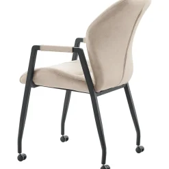 Profijt Meubel Eetkamerstoel Morada microvezel beige met wieltjes