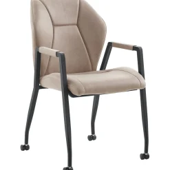 Profijt Meubel Eetkamerstoel Morada microvezel taupe met wieltjes