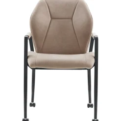 Profijt Meubel Eetkamerstoel Morada microvezel taupe met wieltjes