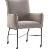 Profijt Meubel Eetkamerstoel Myro bouclé taupe met wieltjes