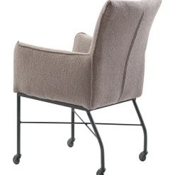 Profijt Meubel Eetkamerstoel Myro bouclé taupe met wieltjes