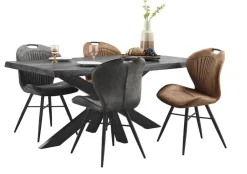 Profijt Meubel Eettafel Newhaven zwart mangohout 180x90 cm rechthoekig