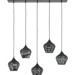 Profijt Meubel Hanglamp Bendigo zwart 5-lichts