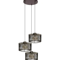 Profijt Meubel Hanglamp Bincerro donkerbrons metaal 3-lichts cluster