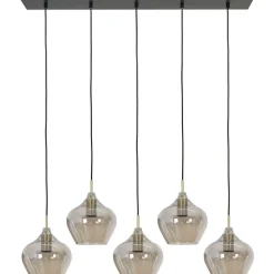 Profijt Meubel Hanglamp Winfield smoke glas 5-lichts