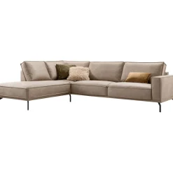 Profijt Meubel Hoekbank links Alburg microleder taupe premium comfort
