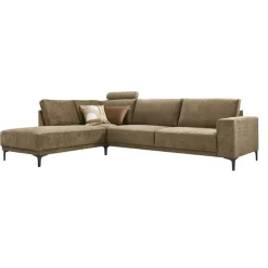 Profijt Meubel Hoekbank links Clanton bruin premium comfort met hoofdsteun