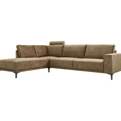 Profijt Meubel Hoekbank links Clanton bruin basic comfort met hoofdsteun