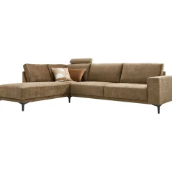 Profijt Meubel Hoekbank links Clanton bruin basic comfort met hoofdsteun