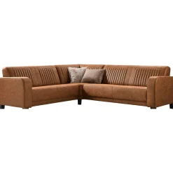 Profijt Meubel Hoekbank links Mills microleder cognac premium comfort