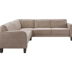 Profijt Meubel Hoekbank links Mills microleder taupe premium comfort