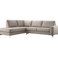 Profijt Meubel Hoekbank links Totham taupe microleder excellent comfort