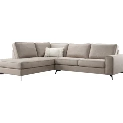 Profijt Meubel Hoekbank links Totham taupe microleder basic comfort