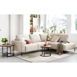 Profijt Meubel Hoekbank rechts Garzeno beige met hoge poten basic comfort