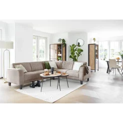 Profijt Meubel Hoekbank rechts Mills microleder taupe excellent comfort