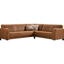 Profijt Meubel Hoekbank rechts Mills microleder cognac premium comfort