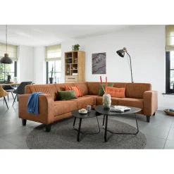 Profijt Meubel Hoekbank rechts Mills microleder cognac basic comfort