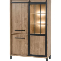 Profijt Meubel Opbergkast Alva 188x122x50 cm old teak met verlichting