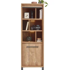 Profijt Meubel Opbergkast Alva 188x63x50 cm orange teak met verlichting