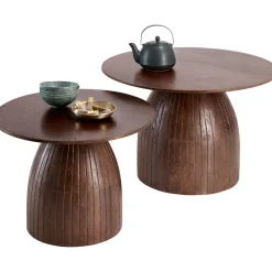 Profijt Meubel Salontafelset Aboni mangohout 70 en 55 cm rond