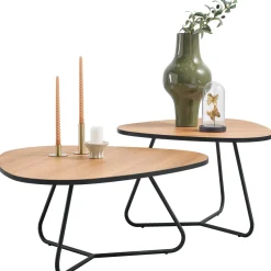 Profijt Meubel Salontafelset Budrio lichtbruin 71 en 86 cm lichtbruin organisch