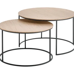 Profijt Meubel Salontafelset Ferbane misty oak 65 en 75 cm rond