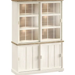Profijt Meubel Vitrinekast Eldora 210x143x50 cm 2 glazen- en 2 schuifdeuren