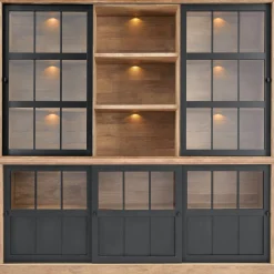 Profijt Meubel Vitrinekast Ladonia 210x209x50 cm 5 glazen schuifdeuren