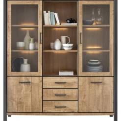 Profijt Meubel Vitrinekast Mantera 200x180x48 cm lichtbruin
