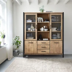 Profijt Meubel Vitrinekast Mantera 200x180x48 cm lichtbruin